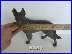 Antique Hubley German Shepherd Dog Cast Iron Door Stop (Great Paint)