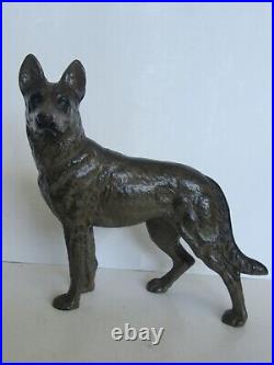 Antique Hubley German Shepherd Dog Cast Iron Door Stop (Great Paint)