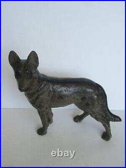 Antique Hubley German Shepherd Dog Cast Iron Door Stop (Great Paint)