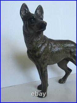 Antique Hubley German Shepherd Dog Cast Iron Door Stop (Great Paint)