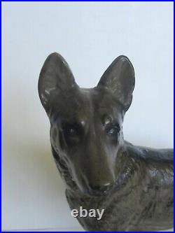 Antique Hubley German Shepherd Dog Cast Iron Door Stop (Great Paint)