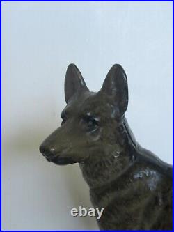 Antique Hubley German Shepherd Dog Cast Iron Door Stop (Great Paint)