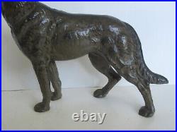 Antique Hubley German Shepherd Dog Cast Iron Door Stop (Great Paint)