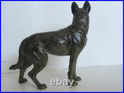 Antique Hubley German Shepherd Dog Cast Iron Door Stop (Great Paint)