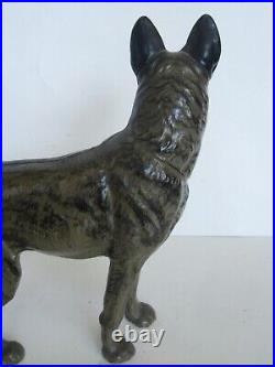 Antique Hubley German Shepherd Dog Cast Iron Door Stop (Great Paint)