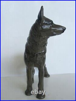 Antique Hubley German Shepherd Dog Cast Iron Door Stop (Great Paint)