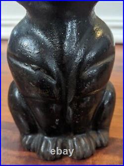 Antique Hubley Green Eyes Cast Iron Sitting Black Cat Doorstop Statue 7
