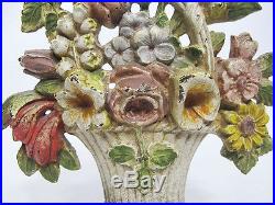Antique Hubley LILIES OF VALLEY Flower Basket Cast Iron Door Stop Doorstop yqz