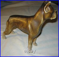 Antique Hubley Orig. Lg. Boxer Cast Iron Dog Art Statue Sculpture Doorstop USA