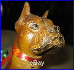 Antique Hubley Pa Cast Iron Boxer Guard Dog Art Statue Sculpture Door Doorstop