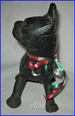 Antique Hubley Pa USA Boston Terrier Cast Iron Dog Art Statue Sculpture Doorstop