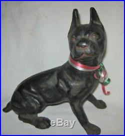 Antique Hubley Pa USA Boston Terrier Cast Iron Dog Art Statue Sculpture Doorstop