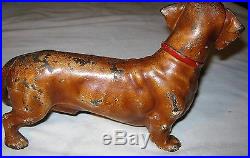 Antique Hubley Pa USA Cast Iron Dachshund Dog Doorstop Art Statue Toy Sculpture