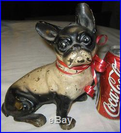 Antique Hubley Pa USA Cast Iron French Bulldog Dog Art Statue Sculpture Doorstop