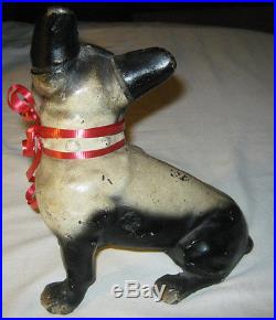 Antique Hubley Pa USA Cast Iron French Bulldog Dog Art Statue Sculpture Doorstop