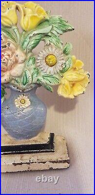 Antique Hubley Poppies And Daisies Cast Iron Doorstop, #491