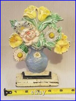 Antique Hubley Poppies And Daisies Cast Iron Doorstop, #491