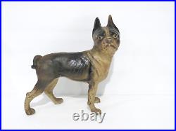 Antique Hubley Right Facing 10 Boston Terrier Dog Cast Iron Doorstop