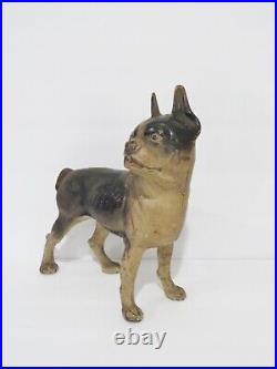 Antique Hubley Right Facing 10 Boston Terrier Dog Cast Iron Doorstop