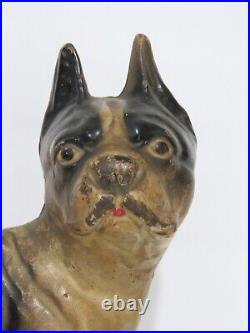 Antique Hubley Right Facing 10 Boston Terrier Dog Cast Iron Doorstop