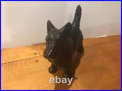 Antique Hubley Scottie Dog Cast Iron Door Stop Scottish Terrier Black 11 #305 Antique Hubley Scottie Dog Cast Iron Door Stop Scottish Terrier Black 11 #305