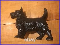 Antique Hubley Scottie Dog Cast Iron Door Stop Scottish Terrier Black 11 #305 Antique Hubley Scottie Dog Cast Iron Door Stop Scottish Terrier Black 11 #305
