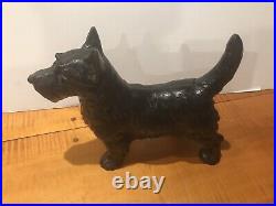 Antique Hubley Scottie Dog Cast Iron Door Stop Scottish Terrier Black 11 #305 Antique Hubley Scottie Dog Cast Iron Door Stop Scottish Terrier Black 11 #305