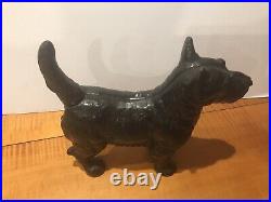 Antique Hubley Scottie Dog Cast Iron Door Stop Scottish Terrier Black 11 #305 Antique Hubley Scottie Dog Cast Iron Door Stop Scottish Terrier Black 11 #305