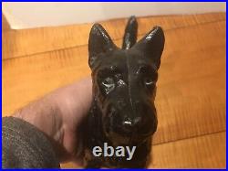 Antique Hubley Scottie Dog Cast Iron Door Stop Scottish Terrier Black 11 #305 Antique Hubley Scottie Dog Cast Iron Door Stop Scottish Terrier Black 11 #305
