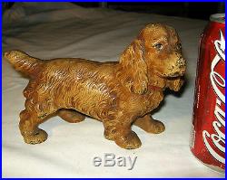 Antique Hubley Solid Cast Iron Tan Cocker Spaniel Dog Statue Door Doorstop 5 Lb