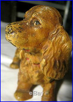 Antique Hubley Solid Cast Iron Tan Cocker Spaniel Dog Statue Door Doorstop 5 Lb