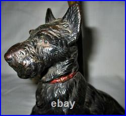 Antique Hubley Toy Black Scottish Terrier Dog Doorstop Cast Iron Lamp No Shade