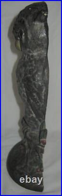 Antique Hubley Toy Co. USA # 254 Owl Tree Stump Holly Berries Cast Iron Doorstop