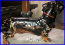 Antique Hubley Toy Co. USA Cast Iron Dachshund Dog Doorstop Art Statue Sculpture