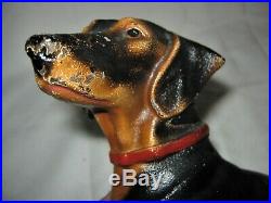 Antique Hubley Toy Co. USA Cast Iron Dachshund Dog Doorstop Art Statue Sculpture