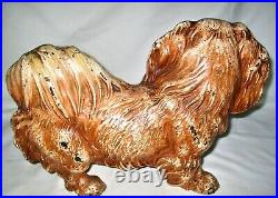 Antique Hubley Toy USA 451 Cast Iron Pekingese Dog Art Statue Sculpture Doorstop
