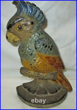 Antique Hubley Toy USA Cast Iron Parrot Bird Art Statue Sculpture Door Doorstop