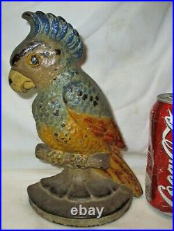 Antique Hubley Toy USA Cast Iron Parrot Bird Art Statue Sculpture Door Doorstop