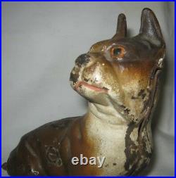 Antique Hubley USA Boston Terrier Cast Iron Dog Art Statue Sculpture Doorstop Ny