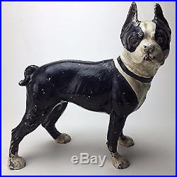 Antique Hubley USA Cast Iron Dog Boston Terrier Doorstop Dog 10 Long
