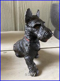 Antique Hubley USA Cast Iron Sitting Scottie Dog Doorstop Bookend Art Statue