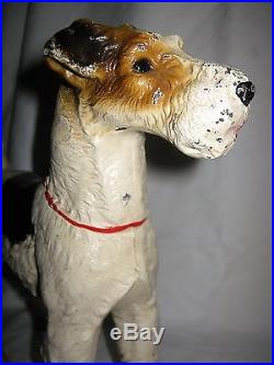Antique Hubley USA Fox Terrier Cast Iron Dog Home Art Statue Sculpture Doorstop