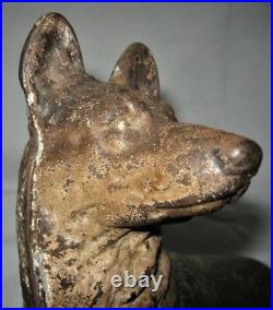 Antique Hubley USA German Shepherd Dog Cast Iron Door Art Statue Weight Doorstop