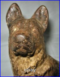 Antique Hubley USA German Shepherd Dog Cast Iron Door Art Statue Weight Doorstop