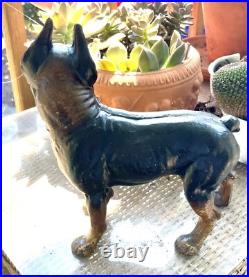 Antique Hubley USA Tan Brown & Cream Boston Terrier Cast Iron Home Door Doorstop