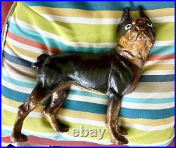Antique Hubley USA Tan Brown & Cream Boston Terrier Cast Iron Home Door Doorstop