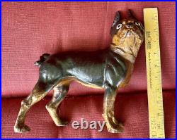 Antique Hubley USA Tan Brown & Cream Boston Terrier Cast Iron Home Door Doorstop