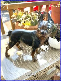Antique Hubley USA Tan Brown & Cream Boston Terrier Cast Iron Home Door Doorstop