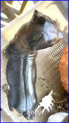 Antique Hubley USA Tan Brown & Cream Boston Terrier Cast Iron Home Door Doorstop