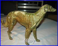 Antique Hubley Whipet Borzoi Greyhound Wolf Hound Cast Iron Doorstop Statue Dog
